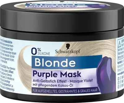 Produktbild von Schwarzkopf Blonde Purple Mask Anti-Gelbstich, 150 ml, Frauen, Blond, Gefärbtes Haar, Blond, Schutz vor Vergilbung, Ernährung, Behälter