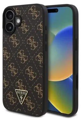 Produktbild von Guess, Apple iPhone 16 Hülle mit 4G Triangle Muster, Schwarz