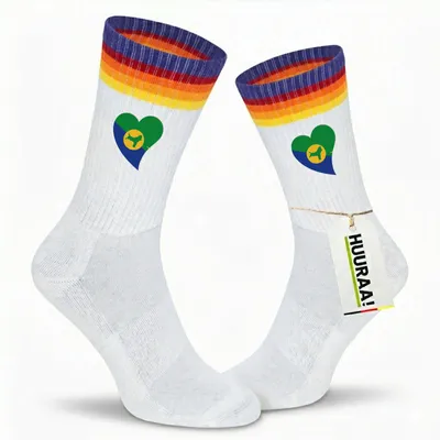 Produktbild von Huuraa Uni Socken Weihnachtsinsel Flagge Herz 42/46 Rainbow Baumwolle Tennissocken Geschenkidee