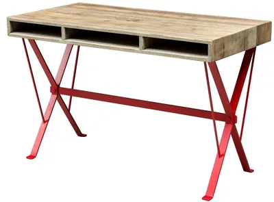 Image de Casa Padrino Bureau design avec pieds laqués époxy rouge 120 x 60 x H. 77 cm - Mobilier de bureau design