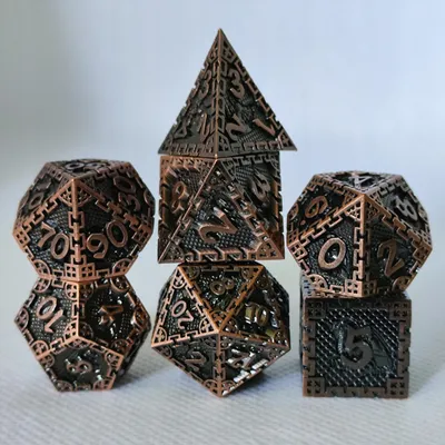 Produktbild von Unbekannter Hersteller Metall Würfel Set Drachen Gravur Bronze
