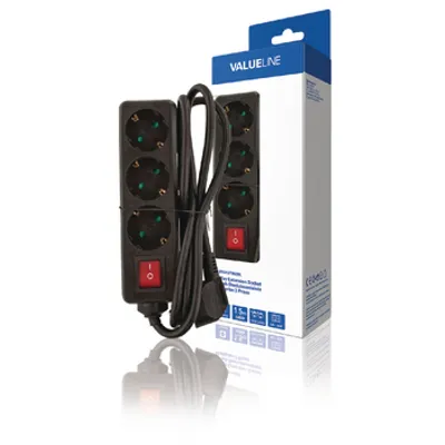 Produktbild von Valueline VLES315F002BL, 1,5 m, Drinnen, IP20, Schwarz, 3 AC-Ausgänge, 16 A