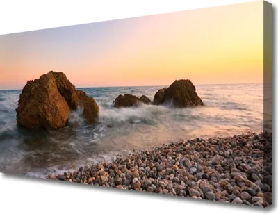 Produktbild von Tulup Leinwand-Bilder 100x50 Wandbild Canvas Kunstdruck Felsen Steine Meer Landschaft