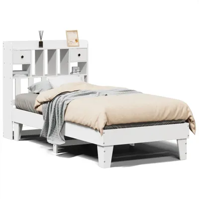 Produktbild von vidaXL Massivholzbett ohne Matratze Weiß 75x190 cm Kiefernholz