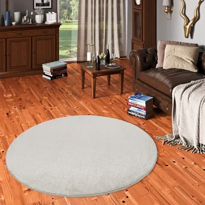 Produktbild von Hochflor Luxus Velours Teppich Touch Silber Rund, Größe:400 cm Rund