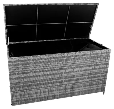 Image de Coffre de rangement pour coussins en rotin, 700 litres, couleur gris