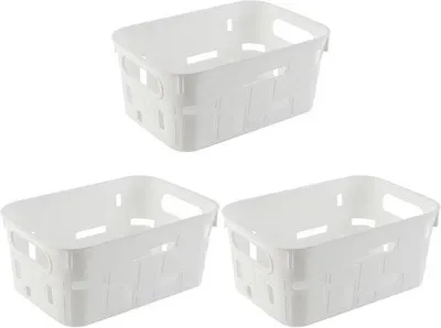Produktbild von Famanu Aufbewahrungsboxen Set von 3 - Organizer für Bad, Küche & Kühlschrank (Weiß)