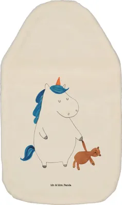 Produktbild von Mr. & Mrs. Panda Wärmflasche Einhorn Teddy - Weiß - Geschenk, Plüsch, Wärmflaschen, Träumen, Bett, Single, Wärmekissen, Gute Nacht, Unicorn, Einhörner, Bettflasche