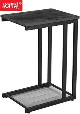 Produktbild von Hoppa! | Beistelltisch mit Gitterablage | Braun/Schwarz | Metall - 48 x 35 x 65 cm