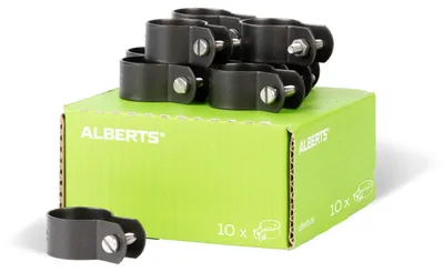 Produktbild von Alberts Schelle für Streben | verzinkt, anthrazit-metallic kunststoffbeschichtet | Schellen-Ø 34 mm | 10er Set