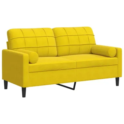 Produktbild von 2-Sitzer-Sofa mit Zierkissen Gelb 140 cm Samt