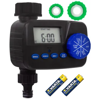 Zdjęcie produktu dla Elektroniczny programator sterownika nawadniania GreenBlue zasilacz 2x1.5V AA GB390 + 2x bateria alkaliczna AA Varta Industrial