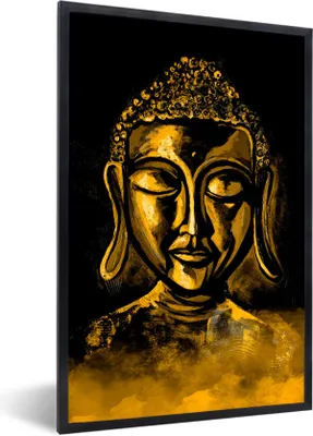 Produktbild von MuchoWow® MuchoWow® Gerahmtes Poster Buddha - Gold - Farbe 60x90 cm - Poster mit zchwarzem Bilderrahmen - Kunst