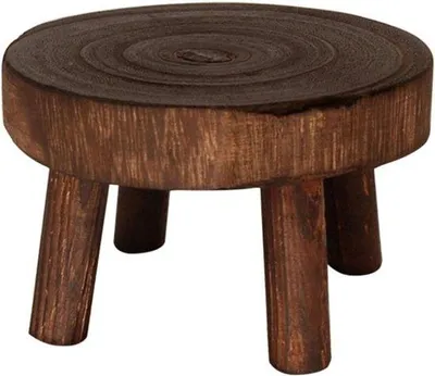 Produktbild von Holzhocker - Blumentopfständer - Außenpflanzen - Stapelbares Design - 14 x 14 x 9 cm - Naturholz
