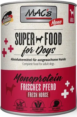 Produktbild von MAC´s 6x400g Monoprotein Nassfutter für Hunde mit Pferd naturell
