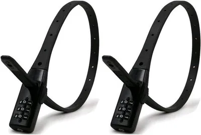Immagine prodotto di 2 lucchetti a cavo con fascette – lucchetto per casco da bicicletta – lucchetto per bicicletta da 54 cm con combinazione – codice a 3 cifre, leggero, multifunzionale e flessibile