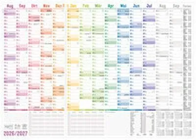 Produktbild von Wandkalender Rainbow Schuljahr 2026/2027