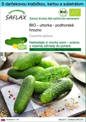 Obrázok produktu pre SAFLAX Darčeková sada - BIO - uhorka - podhorské hrozno - Cucumis sativus - 15 Semená - S darčekovou krabičkou, prepravným štítkom, darčekovou kartou a pestovateľským médiom