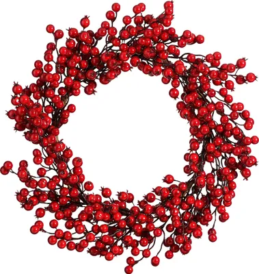 Image de Mica Decorations Couronne de Noël Baies - Ø50 cm - Mousse - Rouge