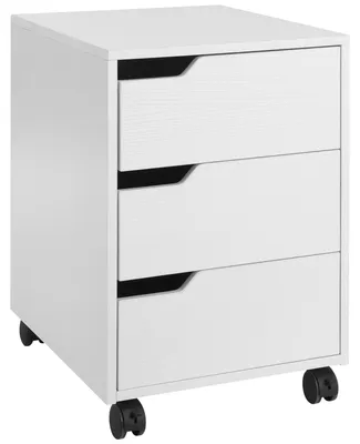 Produktbild von Rollbarer Aktenschrank mit 3 Schubladen fš¹r Bš¹ro/Arbeitszimmer, 40 x 50 x 57,5 cm, wei?