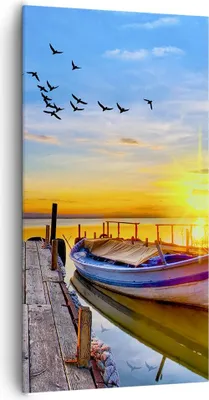 Produktbild von Bild auf Leinwand - Leinwandbild - See Boot Wasser - 65x120cm - Wand Bild - Wanddeko - Wandbilder - Leinwanddruck - Bilder - Kunstdruck - Wanddekoration - Leinwand bilder - Wandkunst - PA65x120-3983