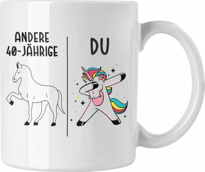 Produktbild von Trendation - 40. Geburtstag Frauen Tasse Einhorn Geschenk Geschenkidee 40er Geburtstag Mutter Mama (Weiß)