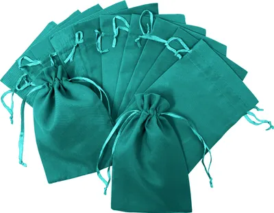 Produktbild von Oblique Unique 12 Baumwollsäckchen Baumwollbeutel mit Zugband Stoffsäckchen für Geschenke als Deko Weihnachten türkis