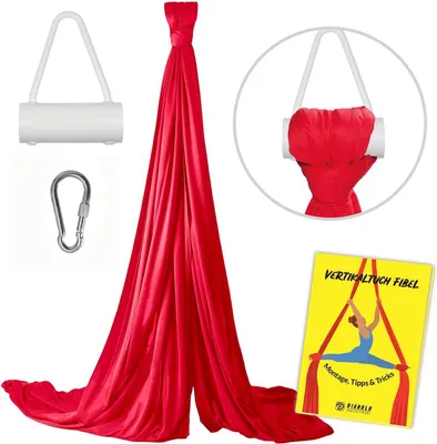 Produktbild von Diabolo-Tuch Luftakrobatik 8m rot mit Weib-Wandmontagematerial – & 100 % Polyester für Kinder, Anfänger & Profis | 160 cm breites Tuch Akrobatik
