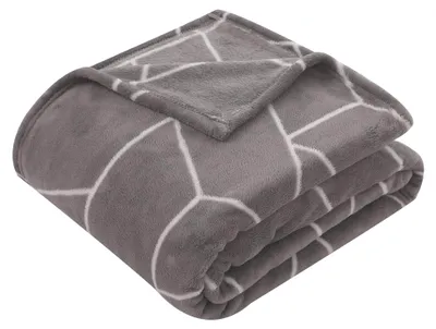 Produktbild von Geometrische Kuscheldecke in Grau, weich und warm, Größe: 150x200 cm