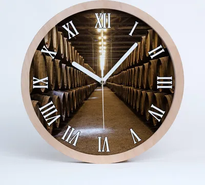 Produktbild von Holzuhr 30fi cm wanduhr - weiße Spitzen - Wein porto