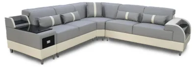 Produktbild von Ecksofa L-Form Sofa Couch Design Polster Modern Eckgarnitur Grau