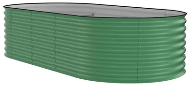 Produktbild von Ovales galvanisiertes Hochbeet - Großes Metall Pflanzbeet - 240x120x60 cm Tiefe Wurzelzone - Für Gemüse Blumen Kräuter - Garten - Grün