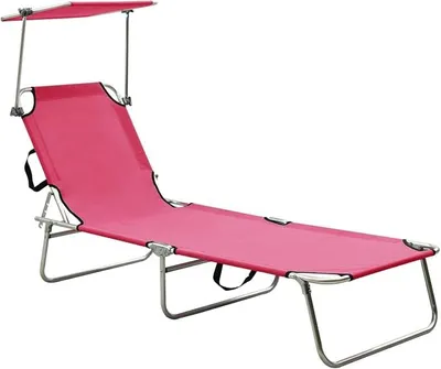 Produktbild von Klappbare Sonnenliege mit Dach Stahl Magento Rosa, Gartenliege, Liegestuhl, Sonnenstuhl, Sonneninsel Outdoor, Liegen, Gartenmöbel, Bäderliege, Relaxliege - 310327