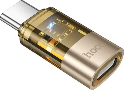 Image de Adaptateur USB C vers Lightning Hoco UA36D transparent or