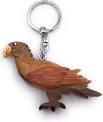 Produktbild von Onwomania Schlüsselanhänger aus Holz Vogel Papagei Wellensittich braun Zuchtvogel Kanarienvogel Anhänger Charm