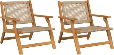 Image de vidaXL mobilier de jardin, lot de 2 pièces, beige, 67 x 78 x 73 cm, bois massif d'acacia