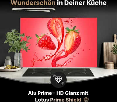 Produktbild von Spritzschutz Küchenrückwand aus Aluminiumverbund Glanz - 3mm - 80x60 cm  - Saftige Erdbeeren
