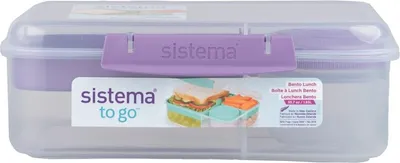Obrázok produktu pre Sistema® TO GO™ Trojkomorová krabička s nádobou na jogurt a 2 tácky 1,65 l, fialová