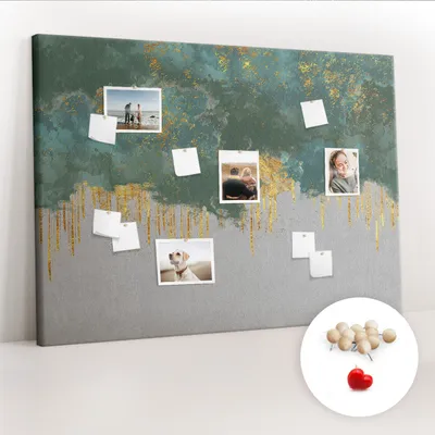 Imagen del producto de Tablero de corcho con chinchetas - Panel con chinchetas para fotografías y notas - 140x100 cm - 100 chinchetas de madera - Diseño decorativo