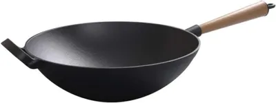 Productafbeelding van Gietijzeren Wokpan - Koekenpan - Lekker Koken - Antiaanbaklaag - 28cm - Zwart