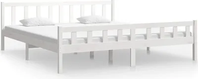 Image de Cadre de lit sans matelas blanc bois massif 160x200 cm