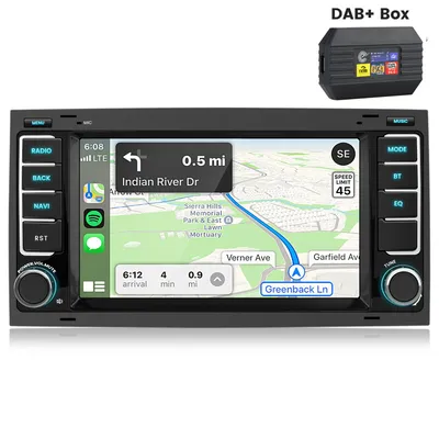 Image de Autoradio Android 14 avec écran 7'', compatible Carplay, 2+64GB, pour Volkswagen Multivan Transporter T5 (2008-2015). Inclut GPS, navigation, RDS, commandes au volant (SWC), compatibilité Android Auto, Wi-Fi et une boîte DAB+