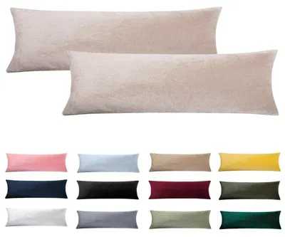 Productafbeelding van Kussensloop voor zijslapers, 40 x 145 cm, set van 2, beige, fluweel, zacht en pluizig