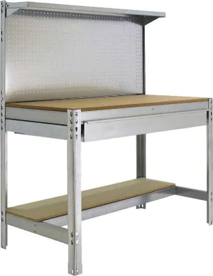 Produktbild von PROREGAL Werkbank BUFFALO mit Werkzeugwand, Schubfach und Ablage | HxBxT 84x90x61cm | Traglast 400kg | Verzinkt