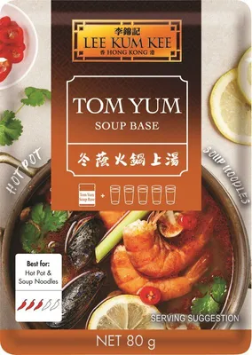 Produktbild von LEE KUM KEE Tom Yum Suppenbasis für Hot-Pot 80g | Hot Pot Würzmischung | Suppenbasis für Nudelgerichte