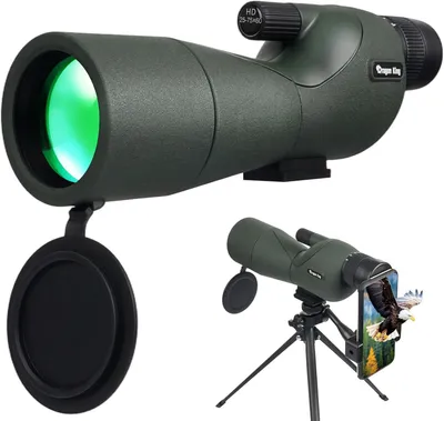 Imagen del producto de Binoculares con trípode y adaptador para teléfono, zoom de 25-75x, óptica de 60 mm, ideales para la observación de aves