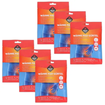 Produktbild von 6er Set Wärmegürtel - ideal für Rücken und Unterleib Elastischer Thermogürtel Bis zu 8 Std. Tiefenwärme Rückenwärmer und Nierenwärmer