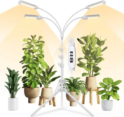 Produktbild von LED Vollspektrum Pflanzenlampe Dimmbar Pflanzenlicht Zimmerpflanzen Wachstumslampe Grow Lampe mit Timer und Verstellbar Ständer