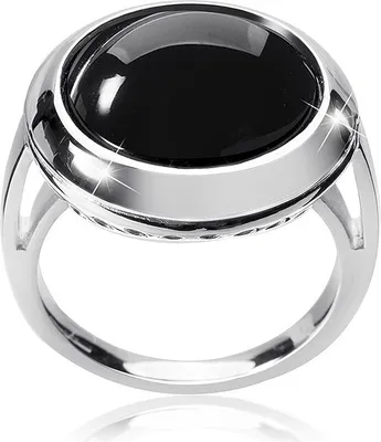 Produktbild von MATERIA Damen Ring Onyx Edelstein 925 Silber schwarz rund rhodiniert in Schmuckbox SR-153
