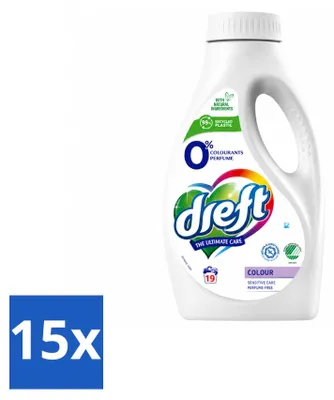 Produktbild von 15 x Dreft Vloeigasmittel 0% für Buntwäsche - Hypoallergen - Vorteilspackung - 15 Stücke